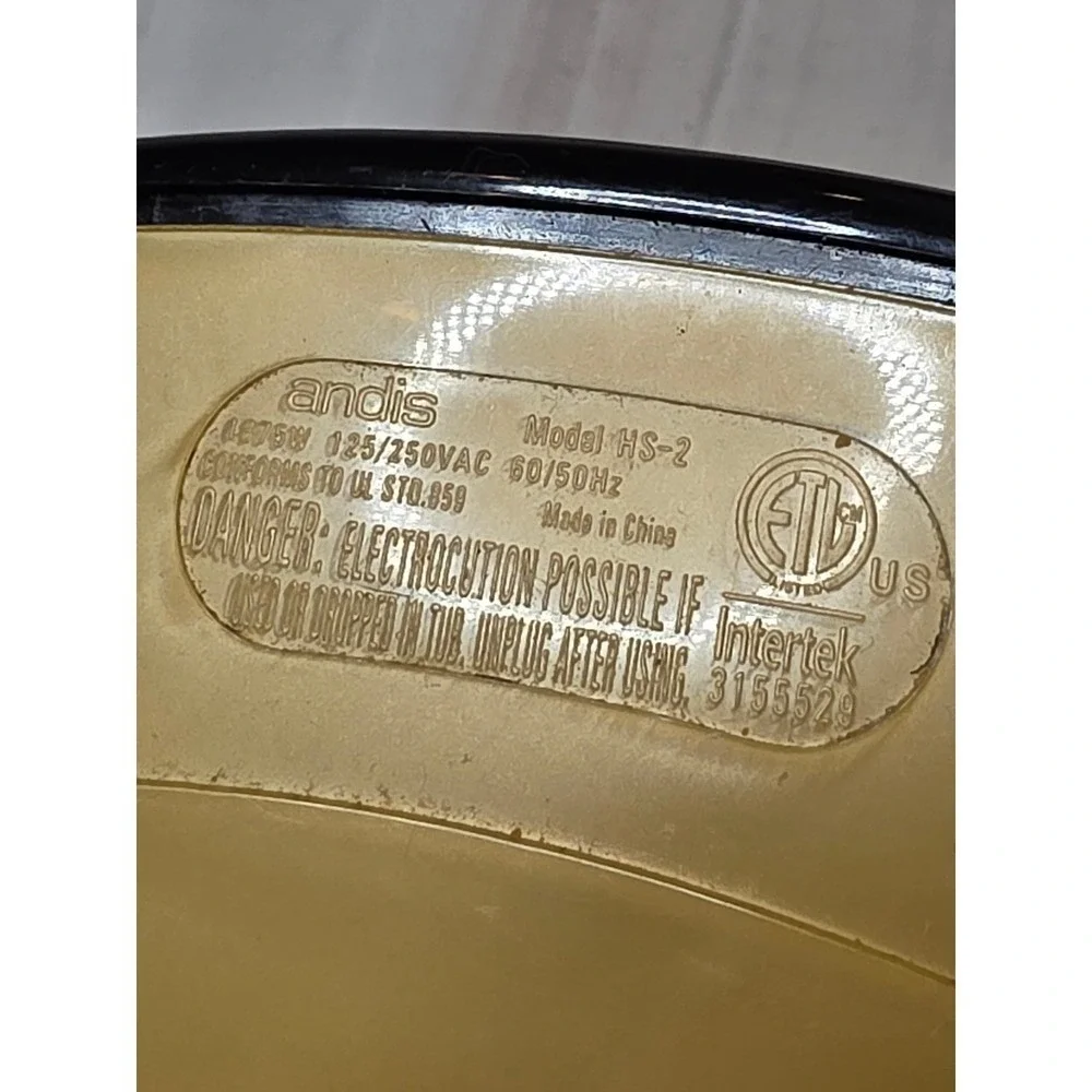 Andis HS-2 Hair Dryer 1875W‎ Handheld Yellow Dual Voltage High Med Low Cool Shot